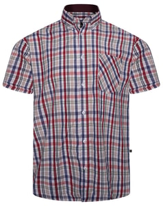 KAM Premium Stretch Check Shirt Wine